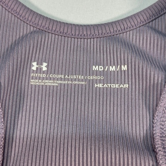Under Armour Womens HeatGear Ribbed Racerback Tank Top Purple Medium MD M M - Picture 2 of 7